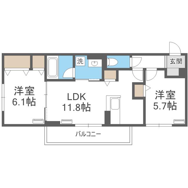 D-ROOM原町駅南(2LDK/2階)の間取り写真