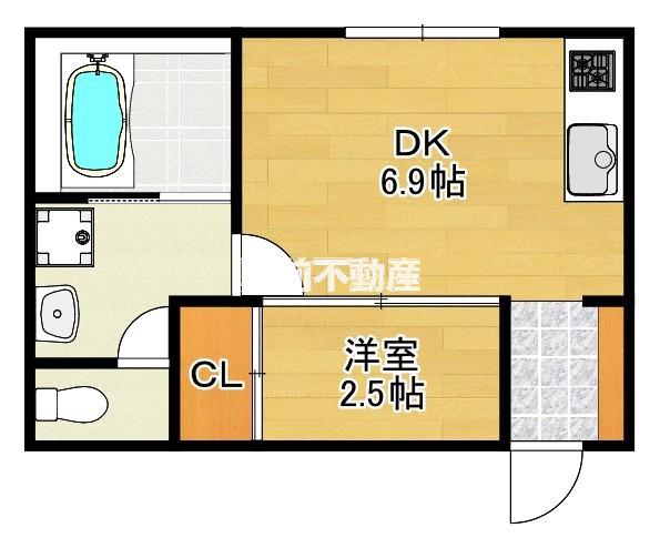 SORANONE B棟(1DK/2階)の間取り写真