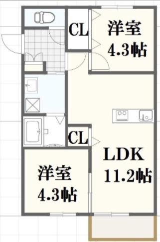 千里山東4丁目PJ(2LDK/2階)の間取り写真
