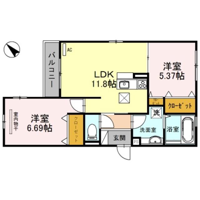 パール コート(2LDK/1階)の間取り写真