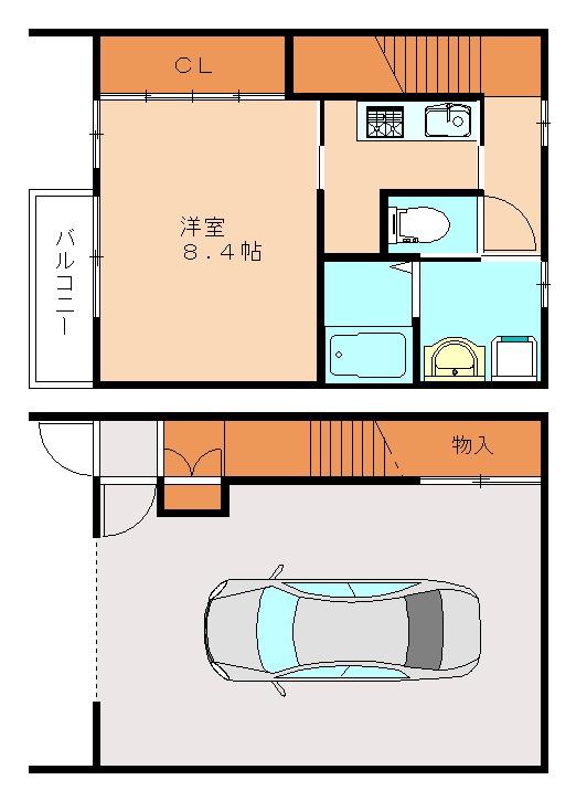 ギャラン中間(1K/1階)の間取り写真