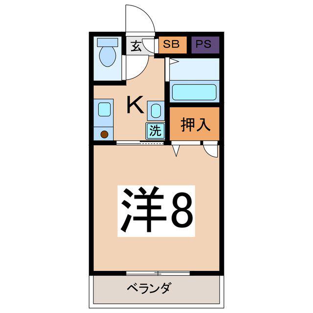 ワイズガーデン(1K/4階)の間取り写真