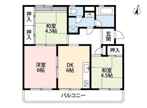 下大利団地(3DK/4階)の間取り写真