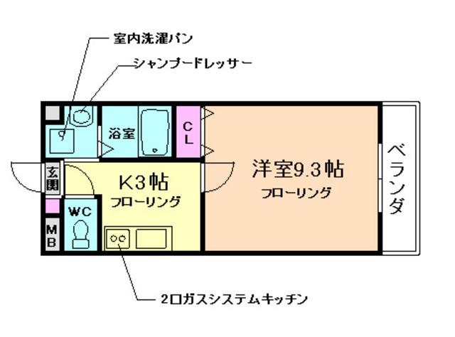 アネックス桜の町B棟(1K/1階)の間取り写真