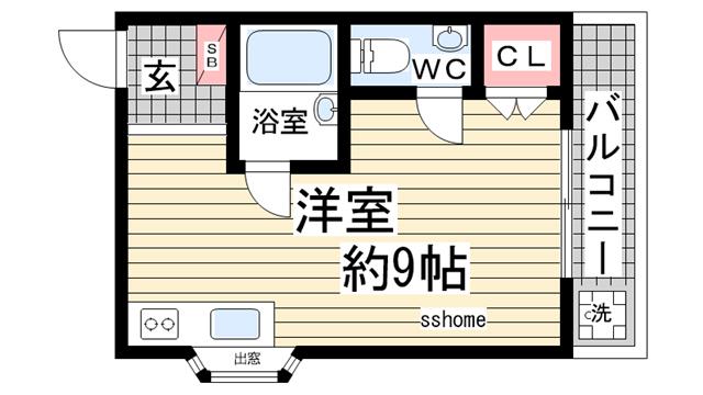 ルベールエペ(ワンルーム/4階)の間取り写真