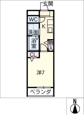 グランテラス伏屋(1K/4階)の間取り写真