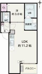JACK KAWAMAII(1LDK/1階)の間取り写真