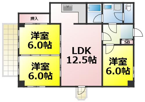 リッチライフダイコク(3LDK/7階)の間取り写真