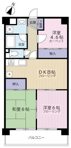 クレスト中島(3DK/3階)の間取り写真
