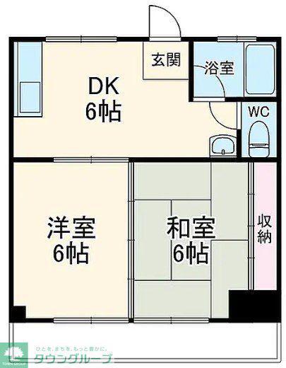コーポ美鈴(2DK/4階)の間取り写真