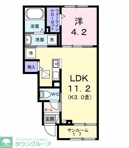 ソフィアツー(1LDK/1階)の間取り写真