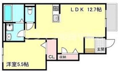 ハイムレトア飾東A(1LDK/1階)の間取り写真