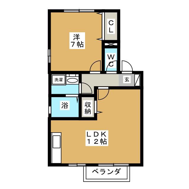 フローラ陽だまりの丘(1LDK/2階)の間取り写真