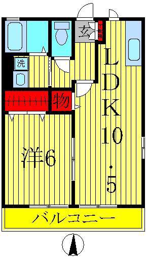 パル I(1LDK/2階)の間取り写真