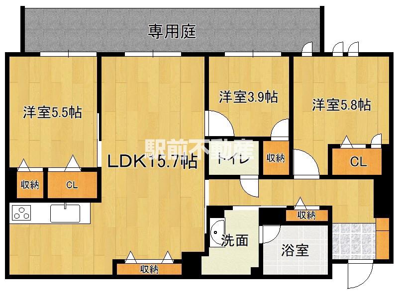 西新ステラレジデンス(3LDK/1階)の間取り写真