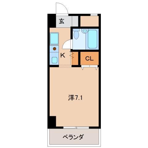 シェトワ城東(1K/6階)の間取り写真