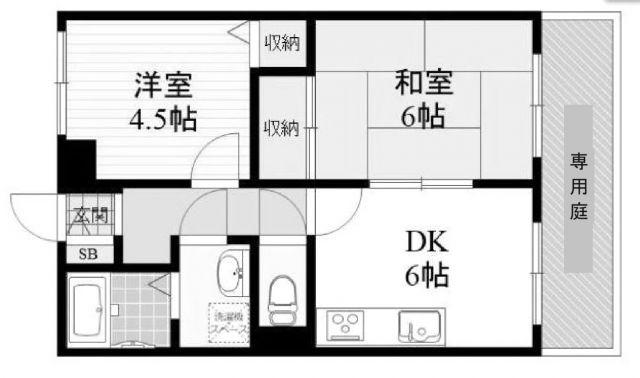 荻野MGレヂデンス2(2DK/1階)の間取り写真