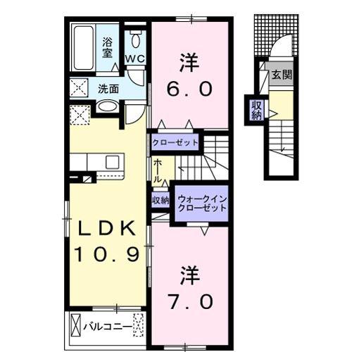 クレスト ピース(2LDK/2階)の間取り写真