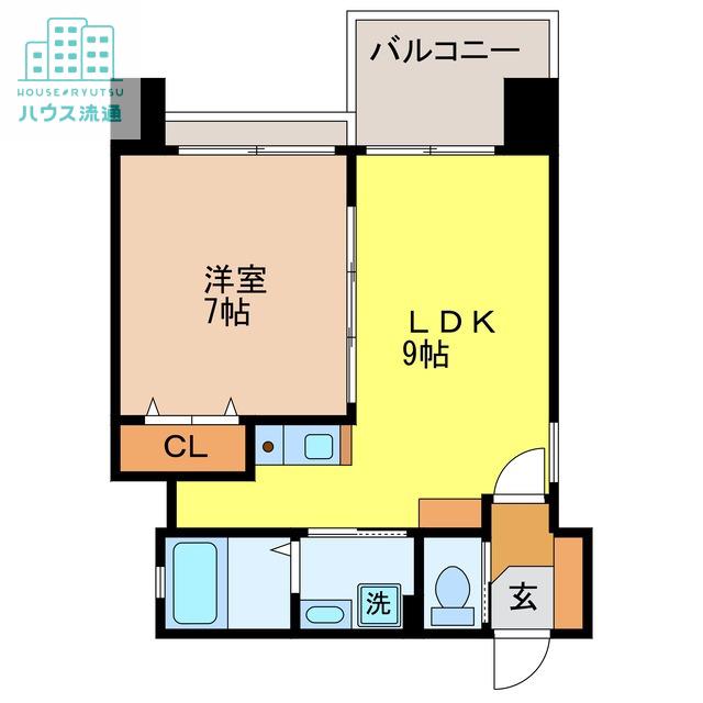 リード浜町(1LDK/9階)の間取り写真