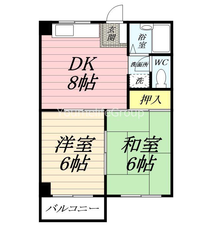 グレイス藤沢(2DK/1階)の間取り写真
