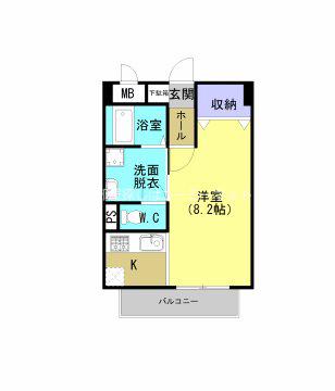NEWPROSPERTOWN萬福(ワンルーム/1階)の間取り写真