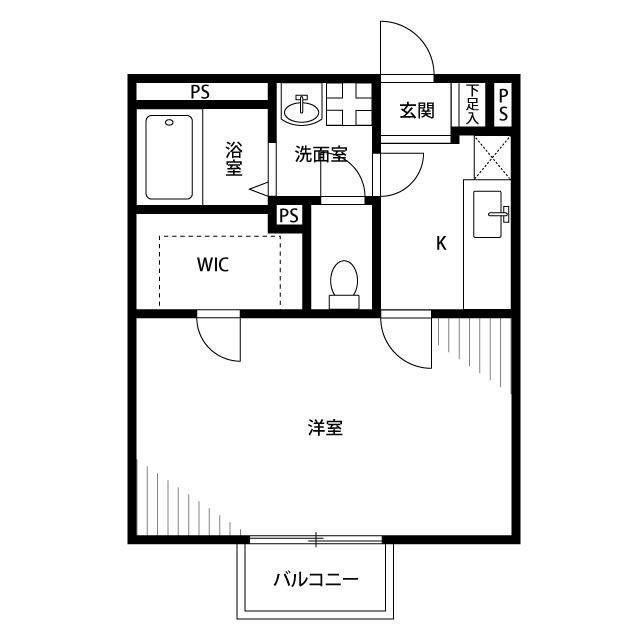 アムールサニーハイツ(1K/2階)の間取り写真