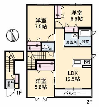 メゾン・ド・テール(3LDK/2階)の間取り写真