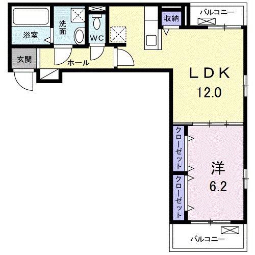 アロッジオ ラッフィナート(1LDK/2階)の間取り写真