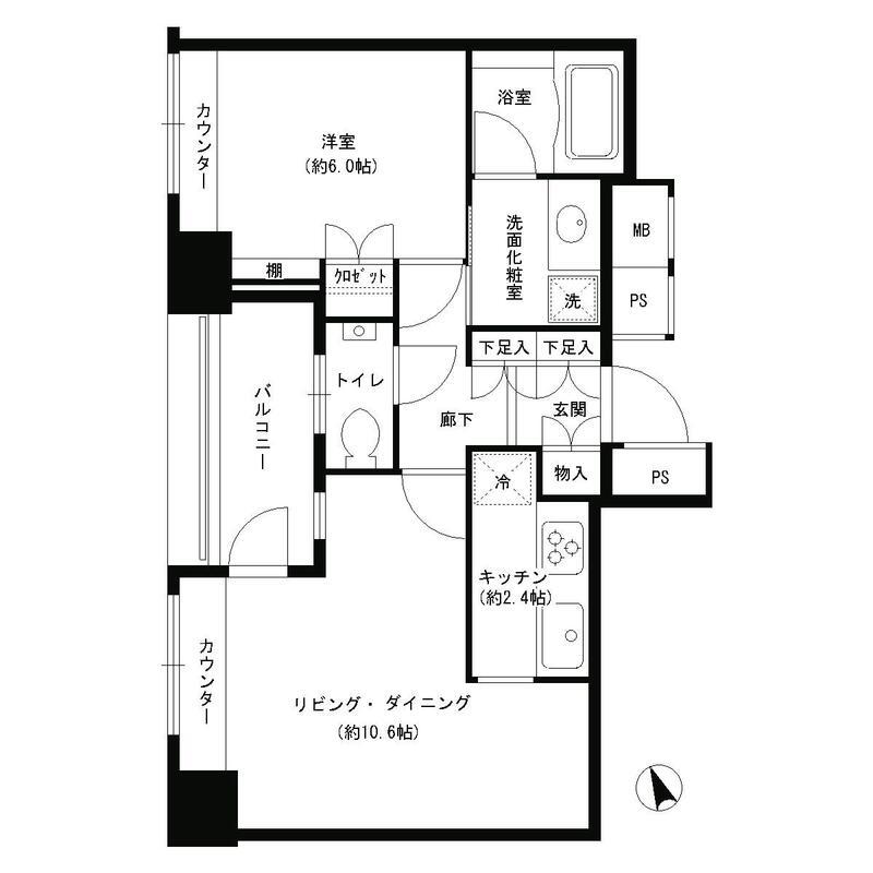 グランスイート虎ノ門(1LDK/8階)の間取り写真