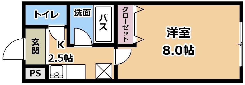 EM1022(1K/1階)の間取り写真