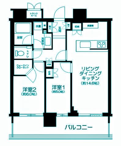 パークシティ武蔵小山ザタワー(2LDK/20階)の間取り写真