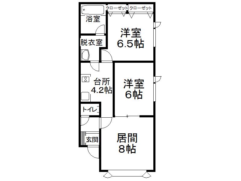 ベルハイツ(2DK/1階)の間取り写真