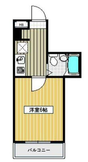 キャッスル三ツ木(1K/2階)の間取り写真