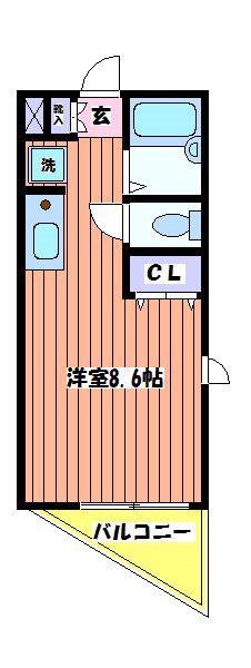 フォーチュン西立川(ワンルーム/2階)の間取り写真