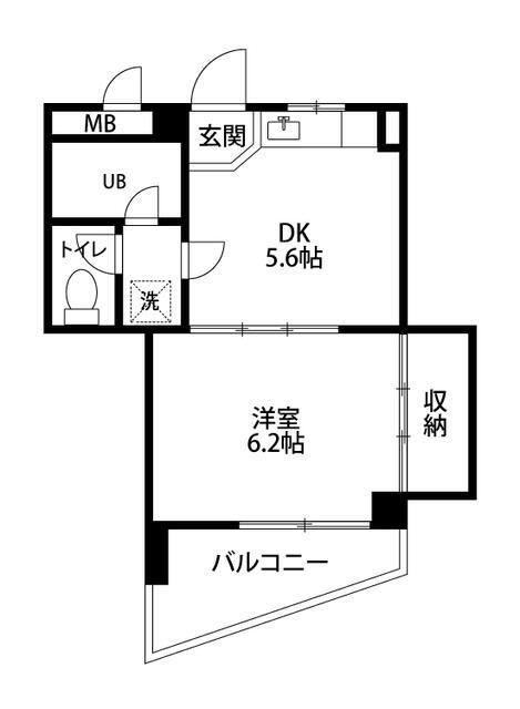 コーラルハイム山田町(1DK/5階)の間取り写真