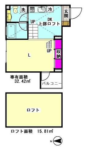 ハヤチネ(1DK/3階)の間取り写真