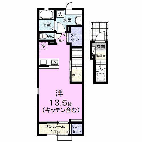 エテルノ Y B(ワンルーム/2階)の間取り写真