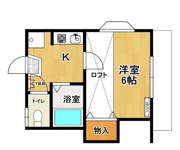 フローラ C棟(1K/1階)の間取り写真