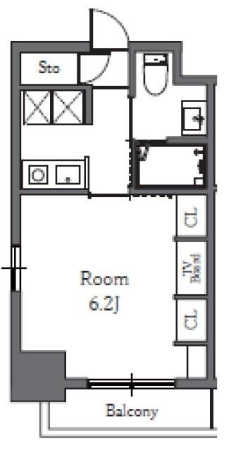 TOTSU RESIDENCE SHIBA 東通レジデンス芝(1K/12階)の間取り写真