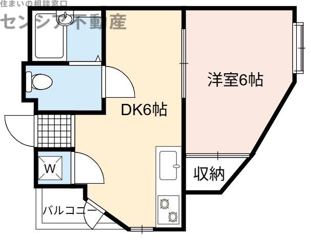 ハイツササジマ(1DK/3階)の間取り写真