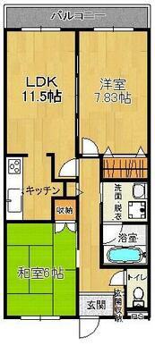 タウンコート駅南(2LDK/2階)の間取り写真