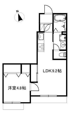 篠原東3-25-22-2(1LDK/1階)の間取り写真