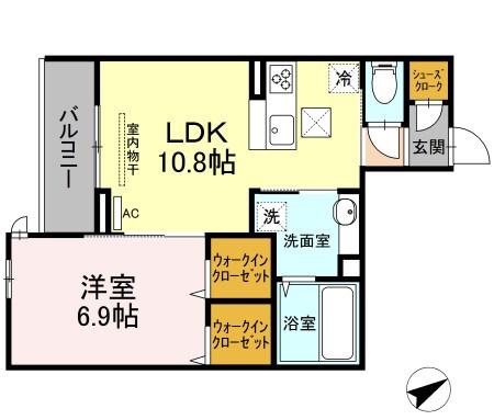 ERDE城北エルデジョウホク(1LDK/1階)の間取り写真