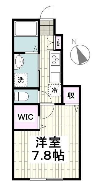 RISE L 横濱鶴ヶ峰(1K/1階)の間取り写真