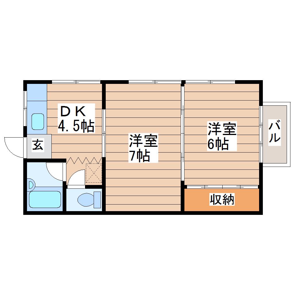 パンシオン和(2DK/2階)の間取り写真