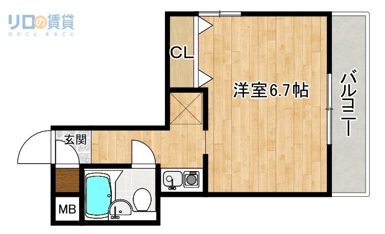 菊地ビル(1K/3階)の間取り写真