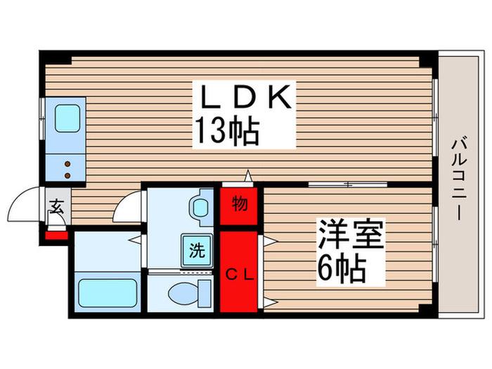 サウスコートII(1LDK/3階)の間取り写真