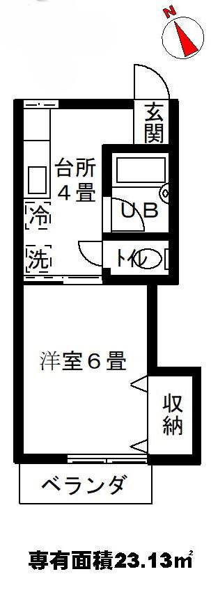 フロンティア浅野(1K/1階)の間取り写真