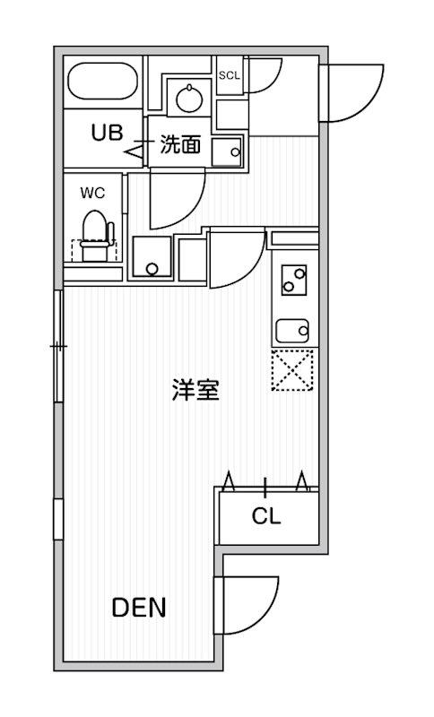 プラティーク下丸子(ワンルーム/1階)の間取り写真