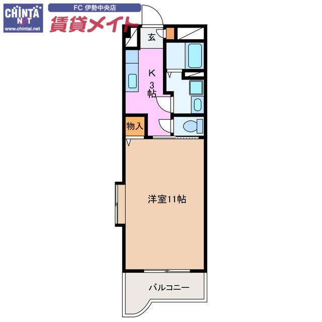 メゾンブローニュ10号棟(1K/3階)の間取り写真